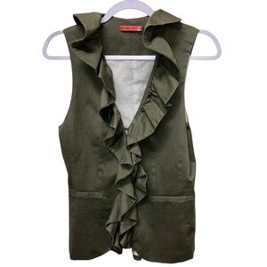 Alice + Olivia Vest w/Ruffle Detail-Distressed  Edges Sz Sm w/2 Hook Closure